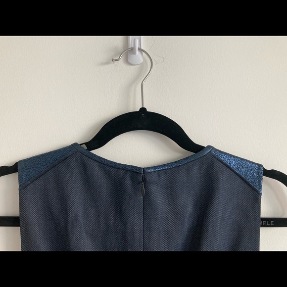 ELI TAHARI Navy Blue Metallic A-line Dress - Picture 4 of 4